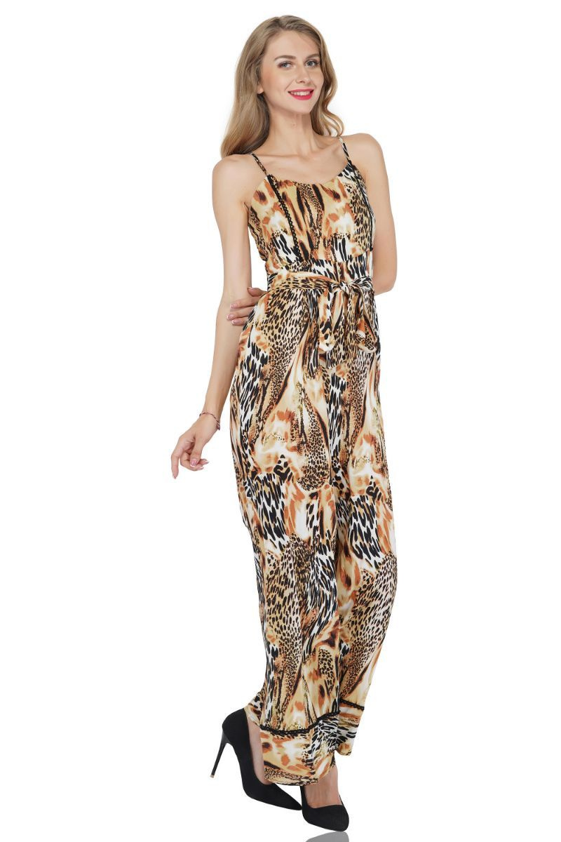 Set of 6 Set of Six Golden Ochre Animal Print Jumpsuit (S,M,L)