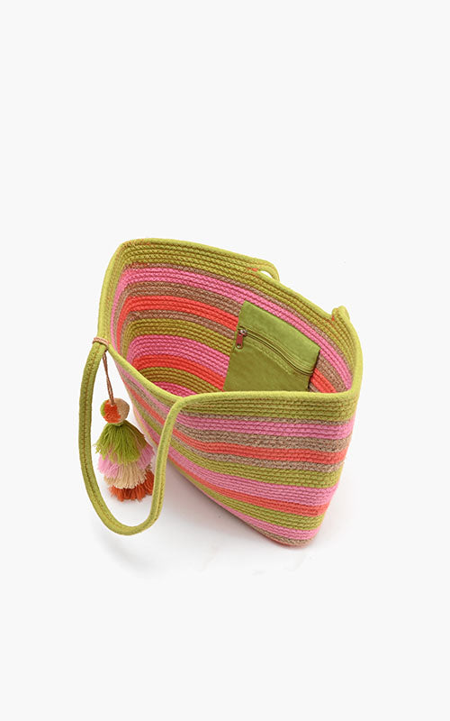 Recycled Cotton Stripe Tote-Multi