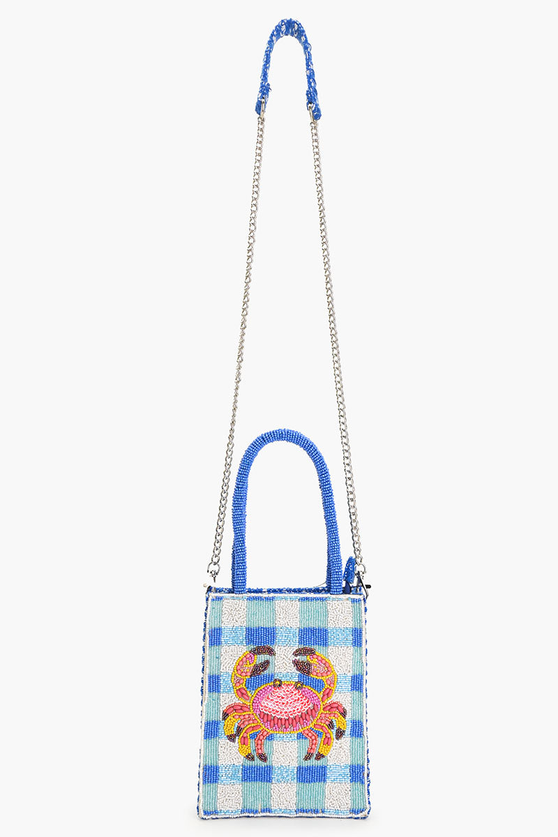 Crab It Beaded Top Handle Bag