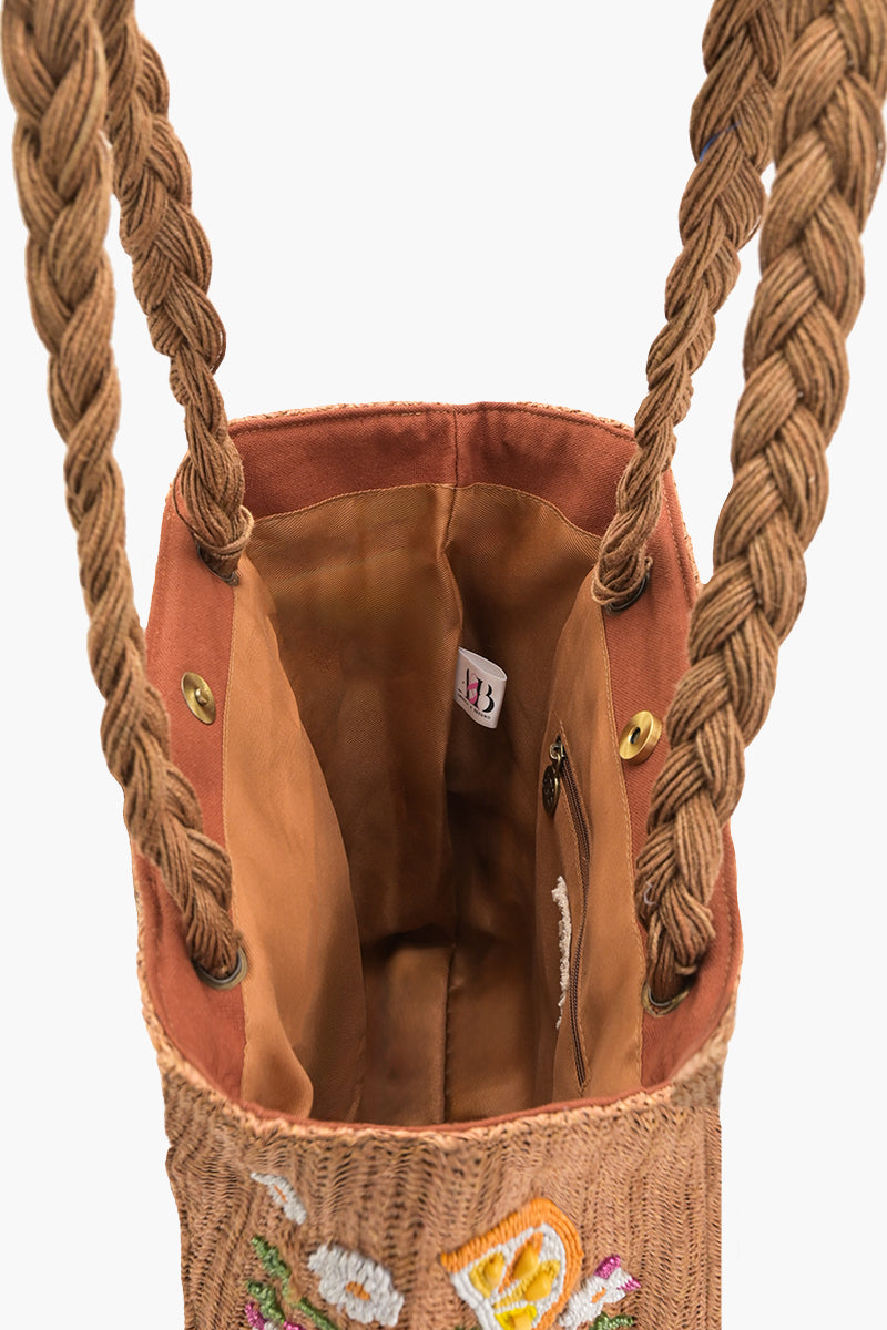 Daisy Citrus Straw Tote
