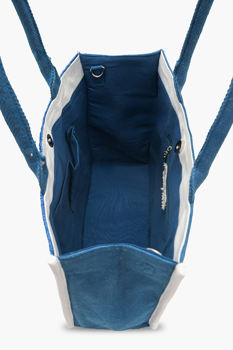 Blue-Nana Beaded Book Tote