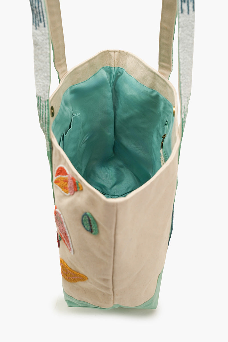 Colorful Fish Beaded Boat Tote