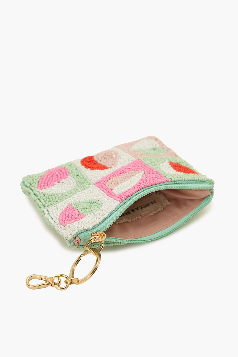 Sweetheart Hand-Beaded Coin Pouch