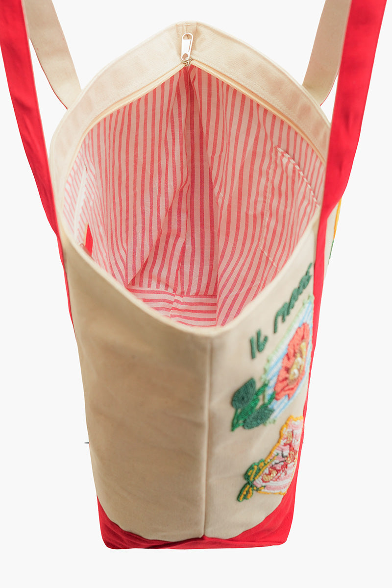 Postcard From Italy Destination Beaded Boat Tote