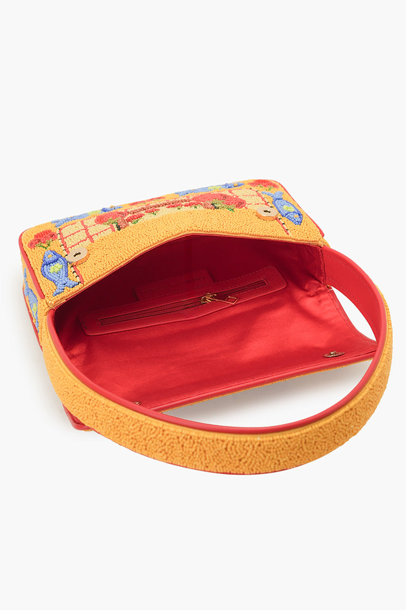 Deep Sea Sardine Beaded Coastal Shoulder Bag