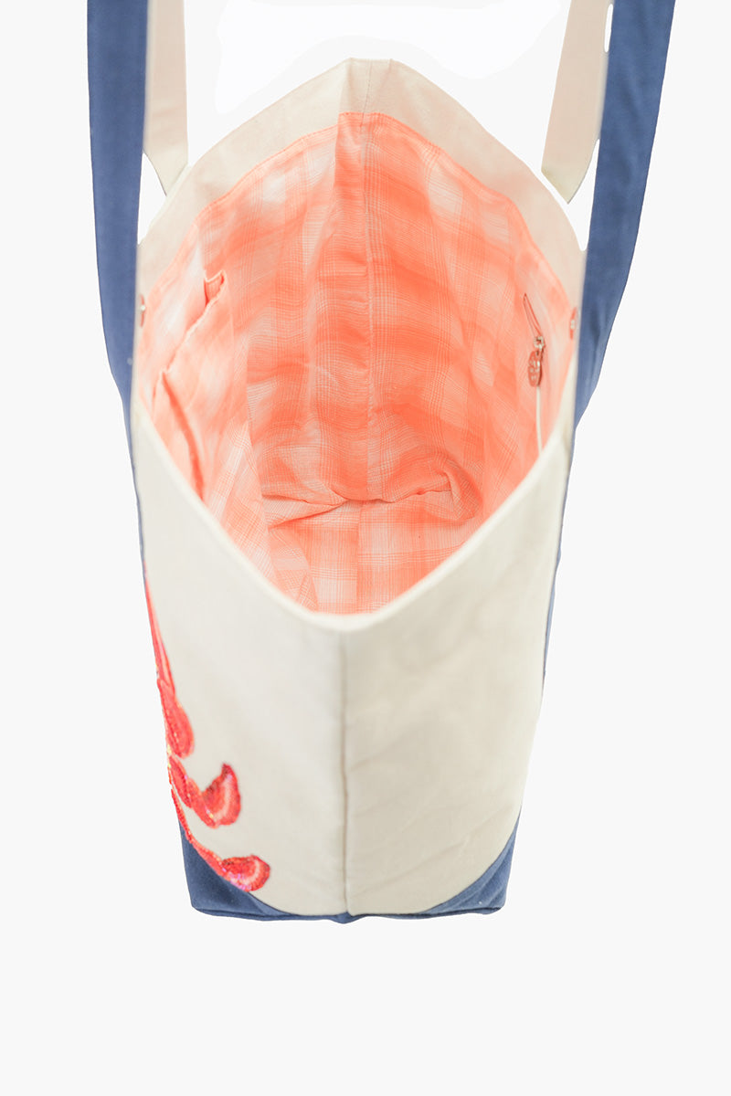 Seaside Crab Hand-Beaded Nautical Boat Tote