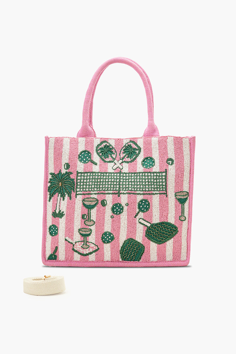 Pickleball Play Hand-Beaded Large Book Tote