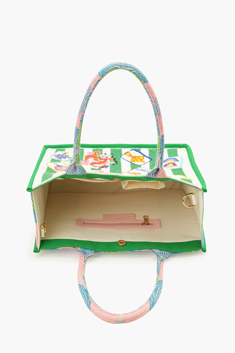 Mahjong Muse Hand-Beaded Large Book Tote