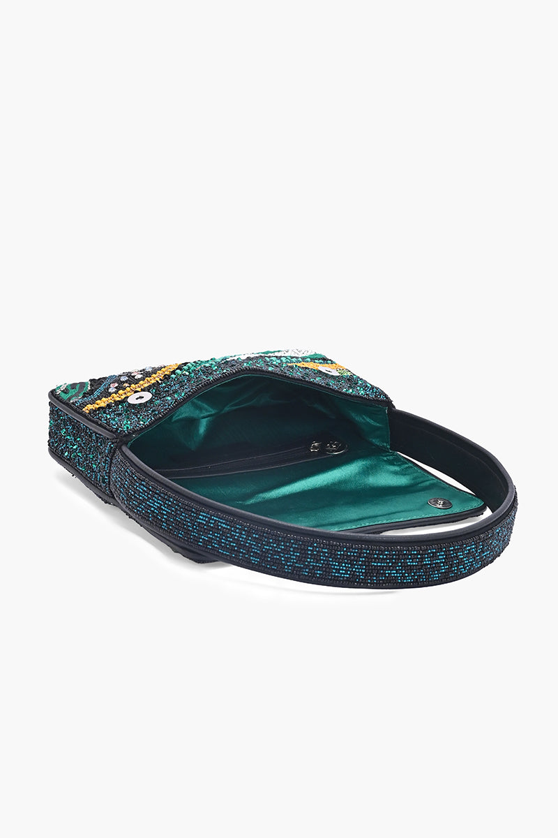 Midnight Aurora Beaded Shoulder Bag