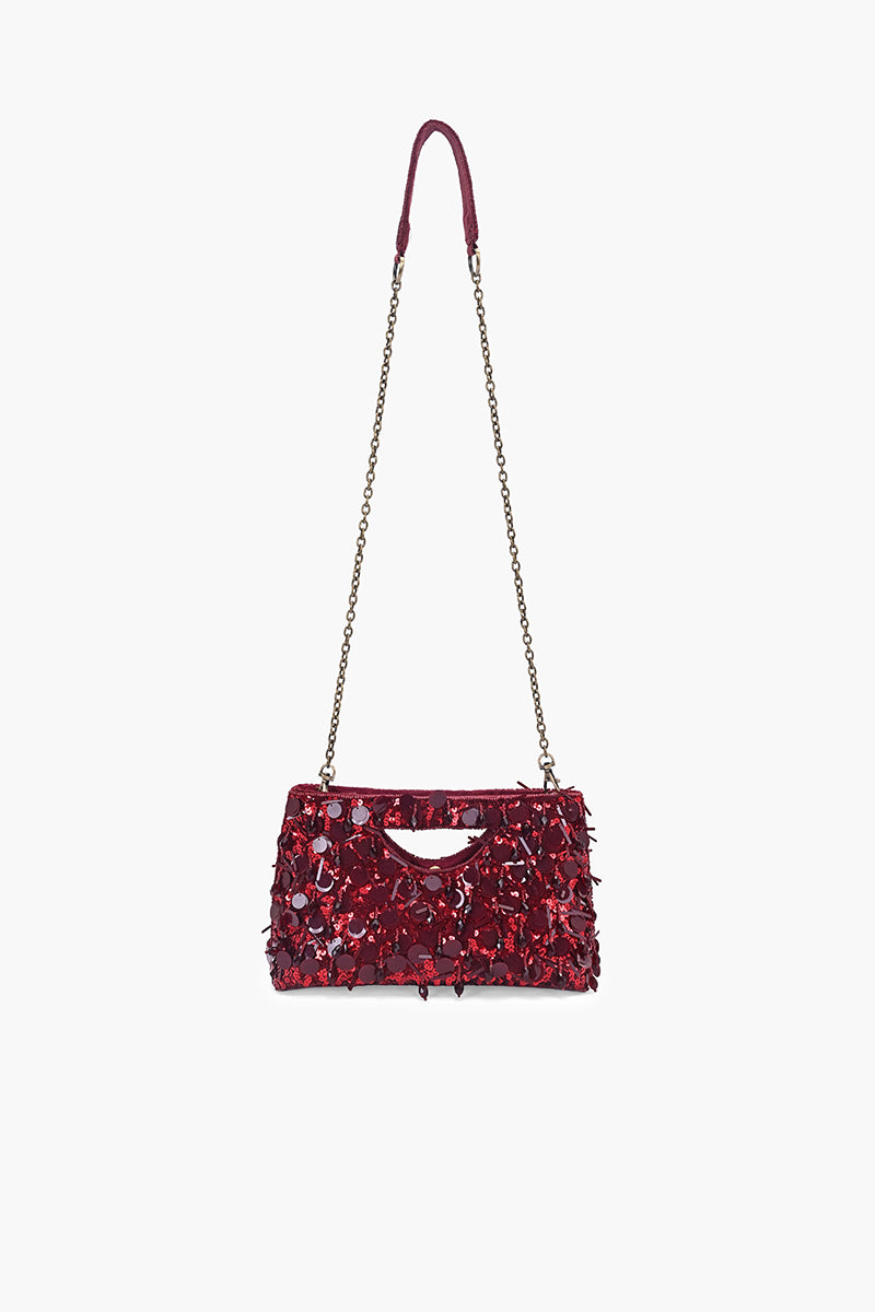 Ruby Radiance Embellished Clutch
