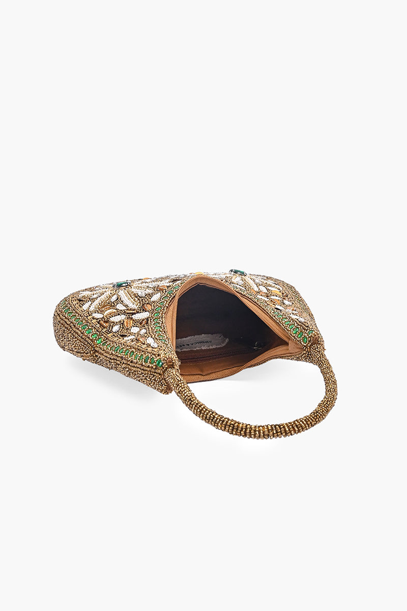 Heritage Bloom Beaded Hobo Bag