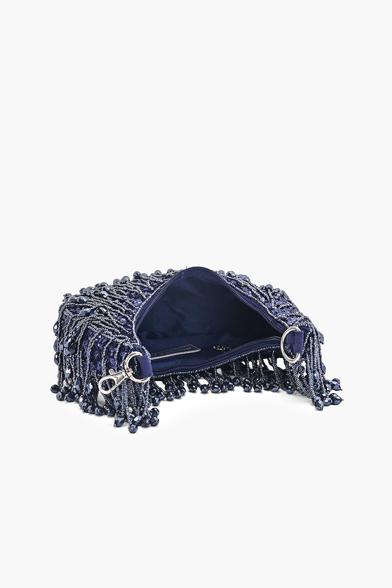 Crystal Veil Crescent Hobo Bag