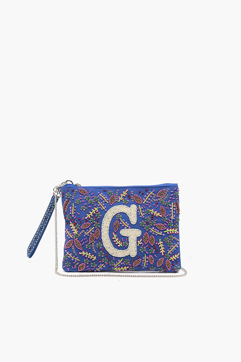 G Initial Embellished Pouch with Coin Bag