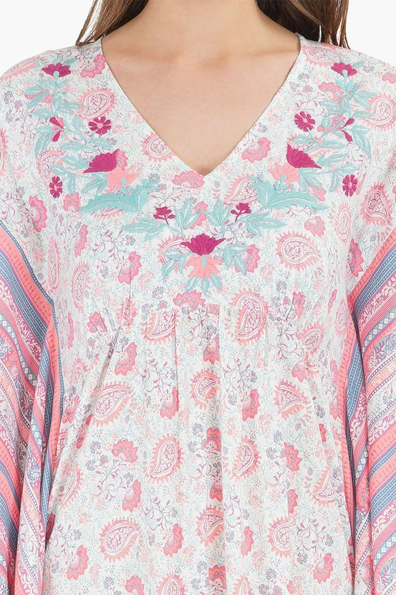 Set of 6 Sugar Coral Floral Maxi Kaftan (S,M,L)