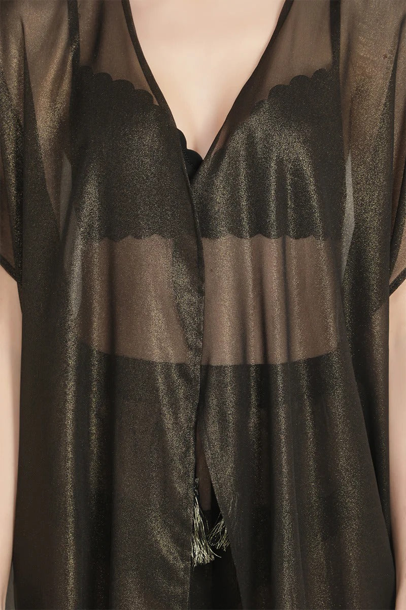 Set of 6 Black Shimmer Sheer Cover Up (S,M,L)