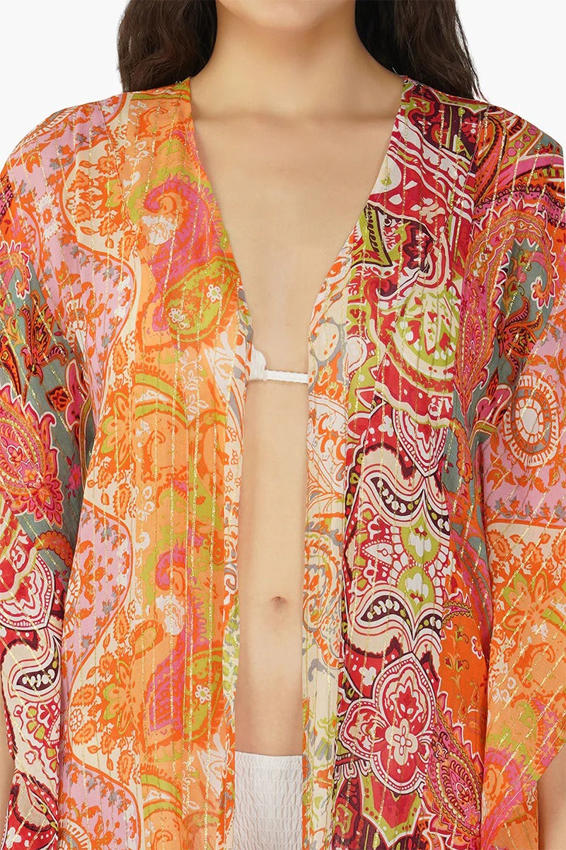 Set of 6 Multi Palm Paisley Stripe Cover Up (S,M,L)