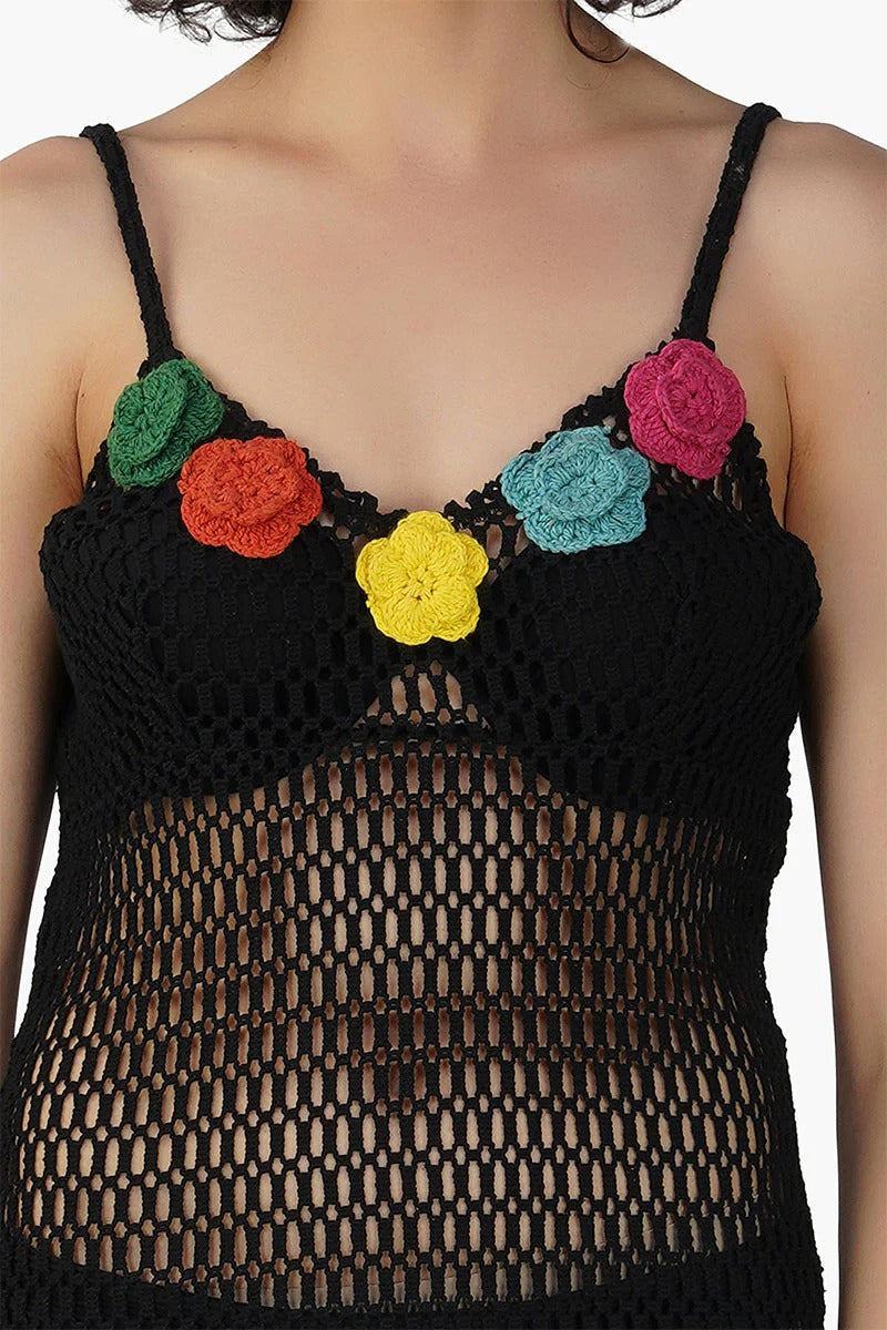 Set of 6 Multi Fern Petal Crochet Bodycone Dress (S,M,L)