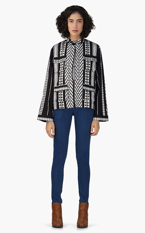 Set of 6 Everly Parkha Black And White Jacket (S,M,L)