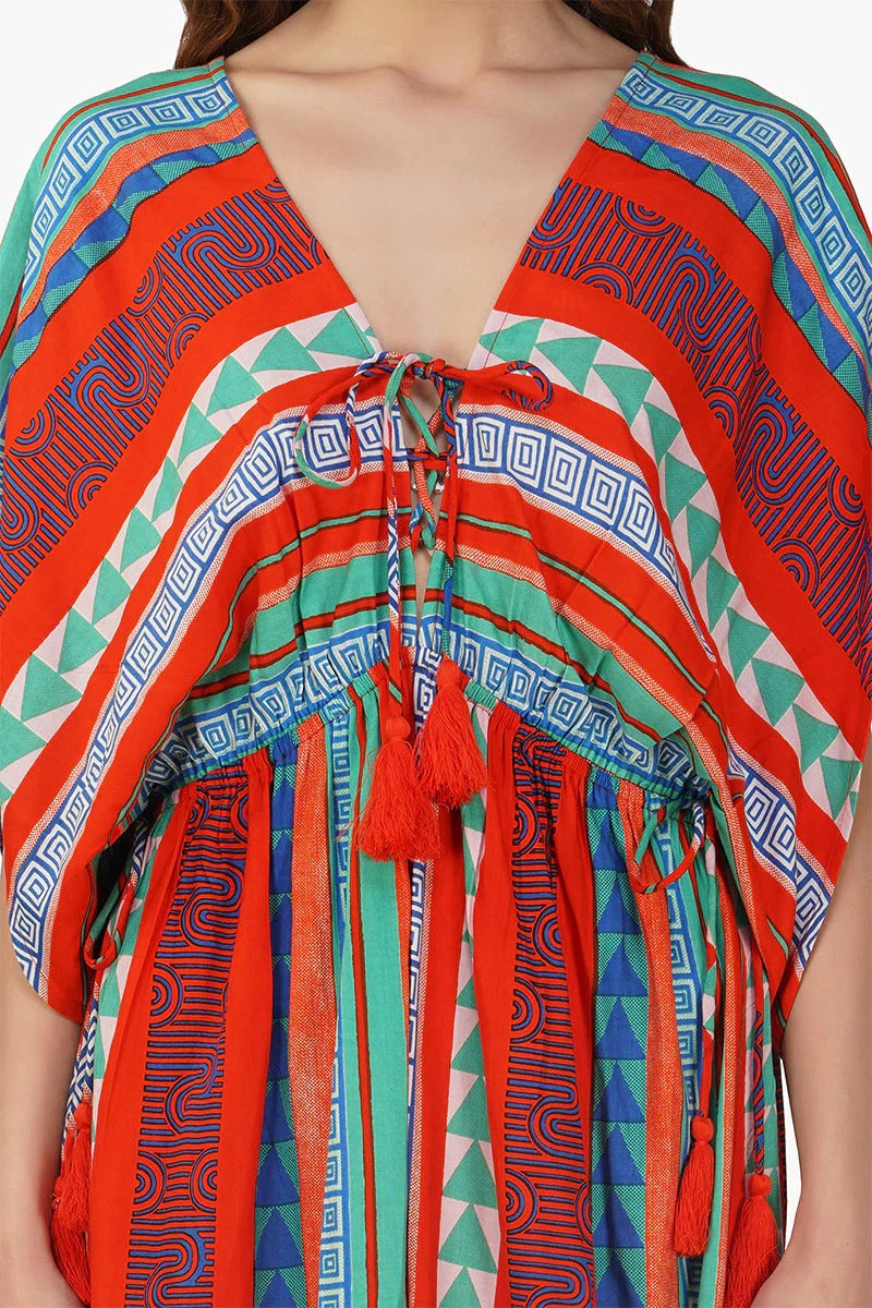 Set of 6 Ruby Aztec Printed Stripe Maxi Dress (S,M,L) - Discarded Bellas