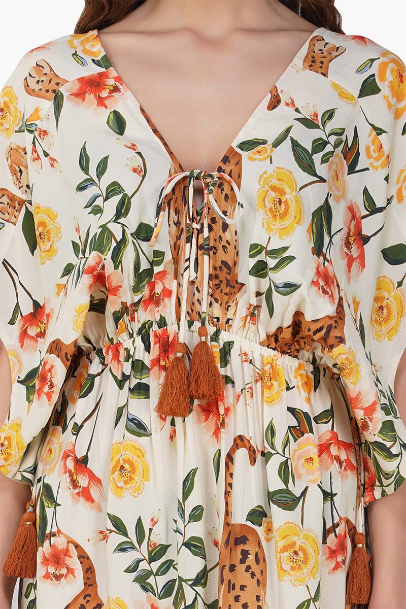 Set of 6 Jungle Cheetah Printed Angle Maxi Dress (S,M,L)