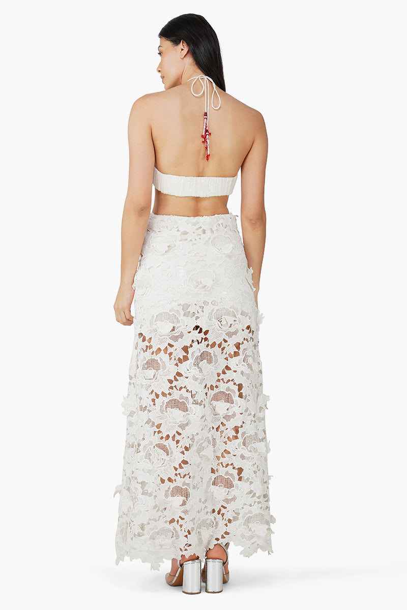 Scarlet Floral Embellished Halter Dress
