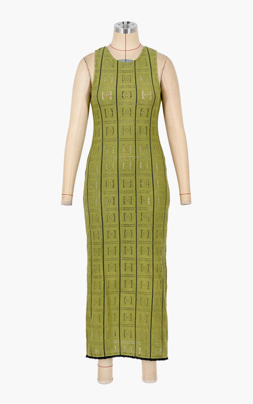 Set of 6 Olive Crochet Lace Fabric Cover Up Long Dress (S,M,L)