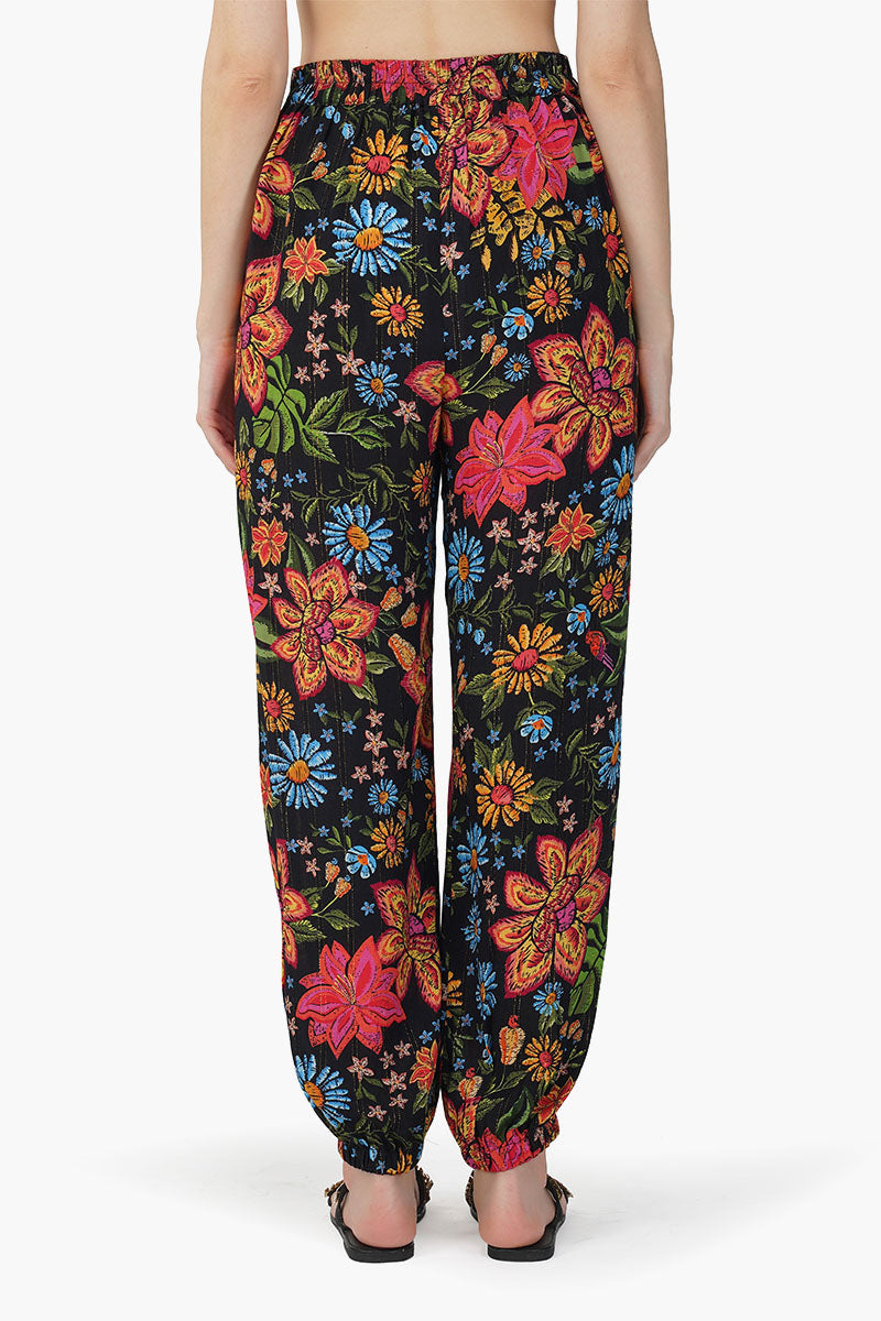 Set of 6 Black Multi Floret Pants (S,M,L)