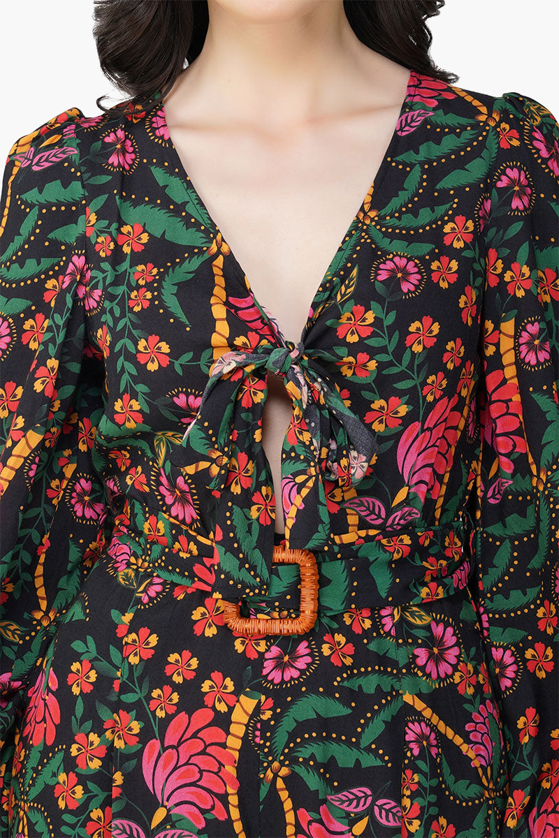 Set of 6 Black Autumn Flora Embellished Jumpsuit (S,M,L)