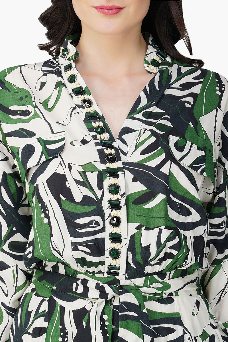 Set of 6 Green Birch Tropical Printed Jumpsuit (S,M,L)