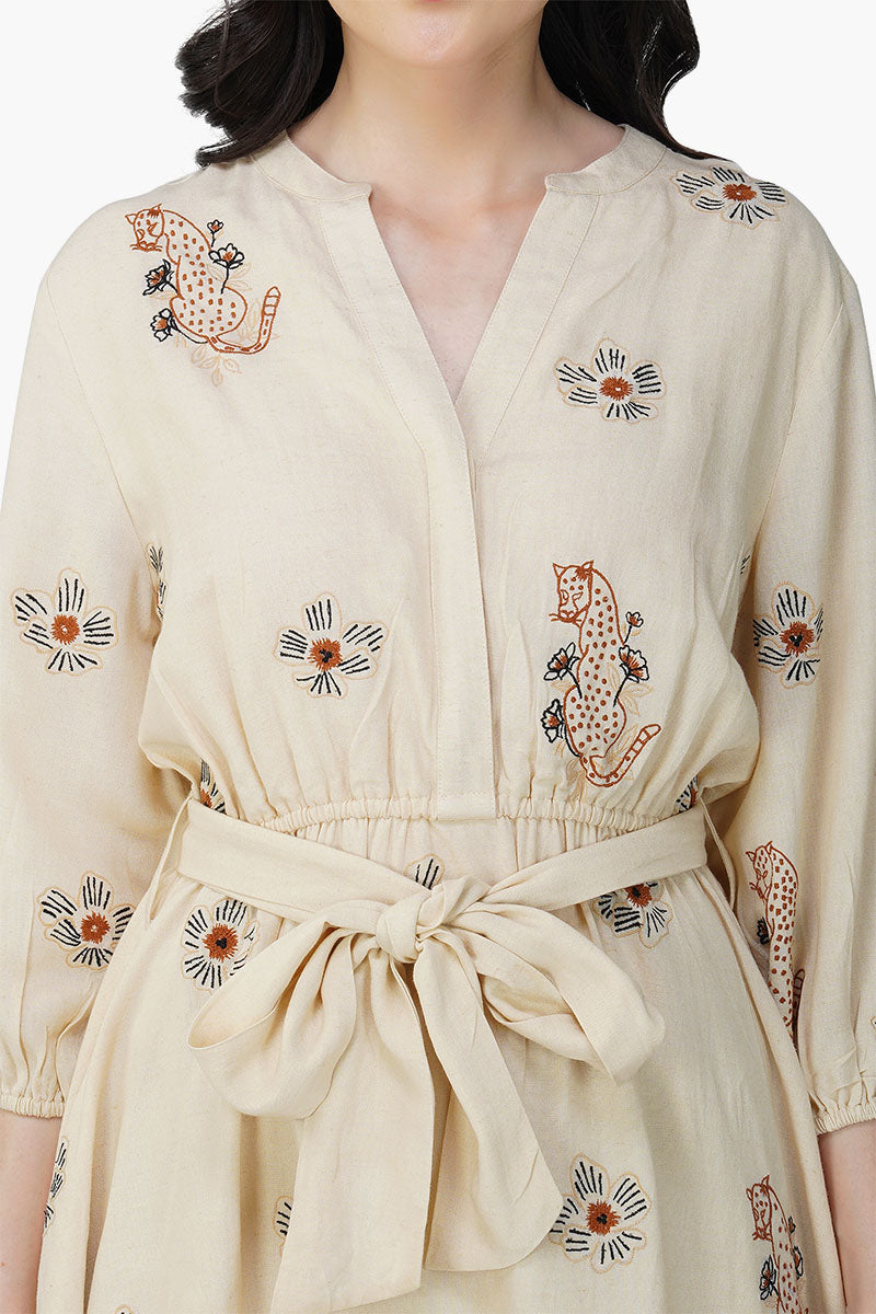 Set of 6 Tiger Bone Floret Embroidered Short Dress (S,M,L)