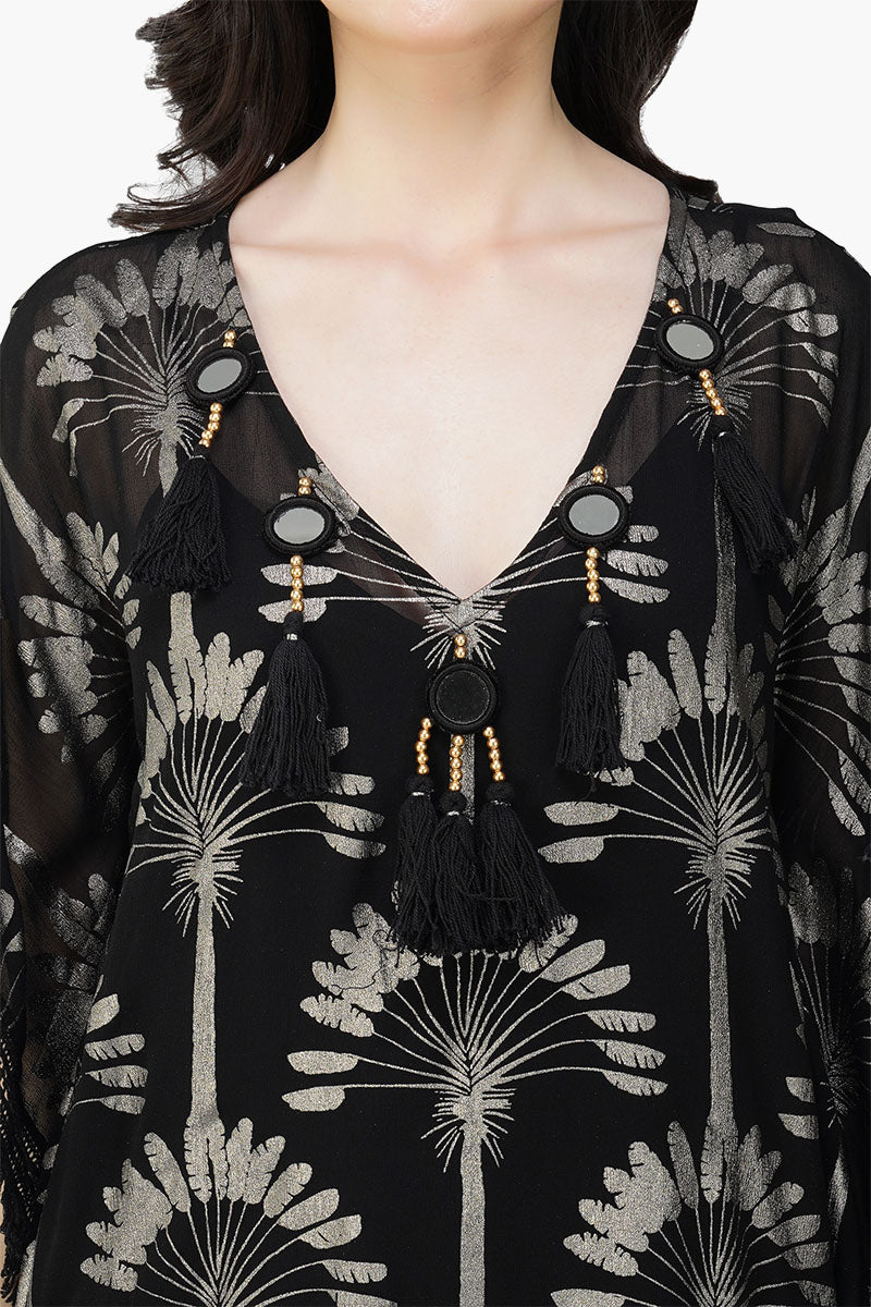 Set of 6 Silver Black Foil Printed Kaftan (S,M,L)