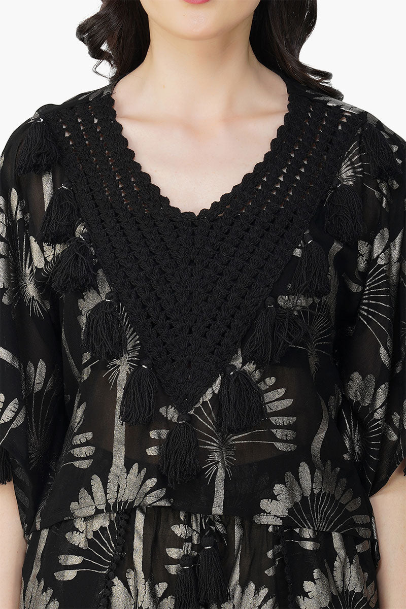 Set of 6 Silver Black Foil Printed Top (S,M,L)