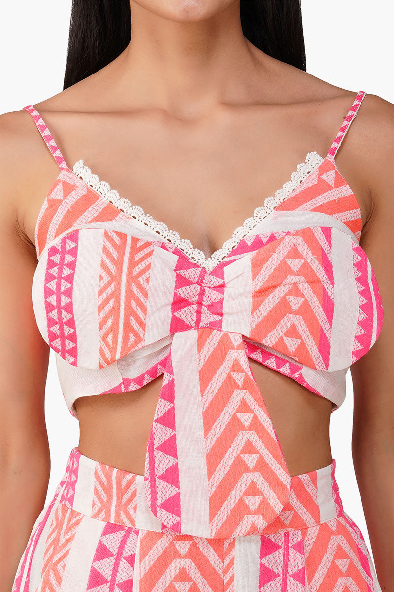 Set of 6 Rosy Salmon Jacquard Top (S,M,L)