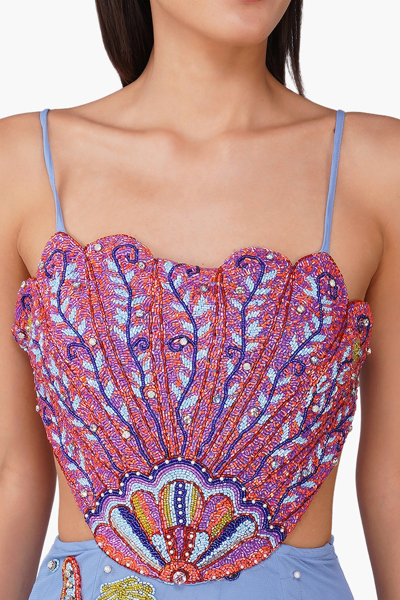 Set of 6 Multi Shell Prism Embellished Long Dress (S, M & L)