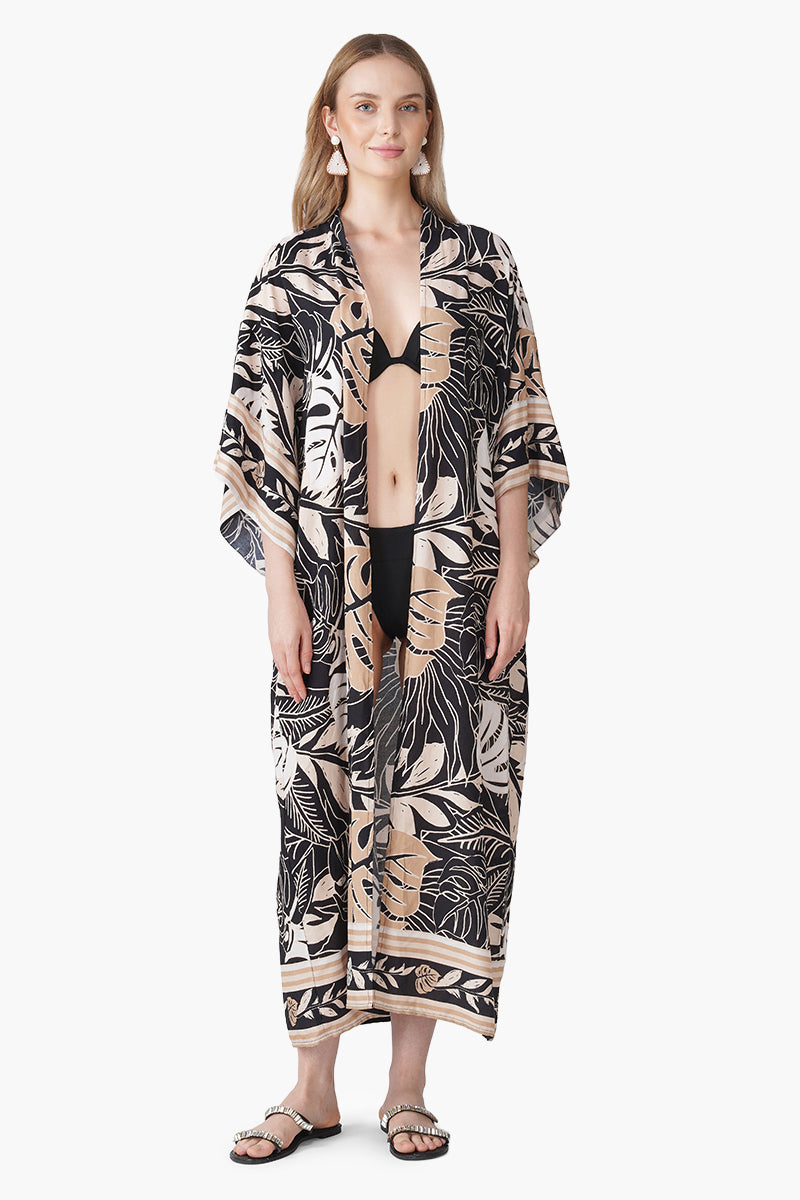 Set of 6 Monochrome Botanical Printed Cover Up (S, M & L)