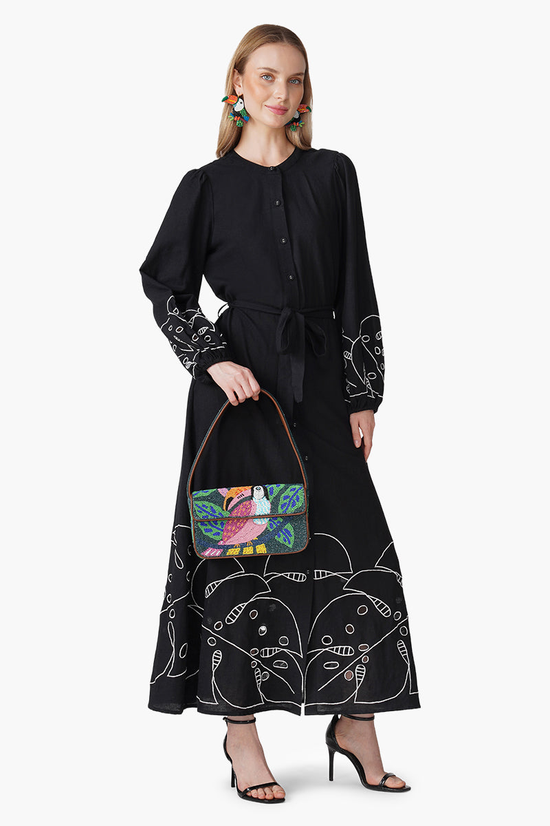 Set of 6 Black Botanic Embroidered Dress (S, M & L)