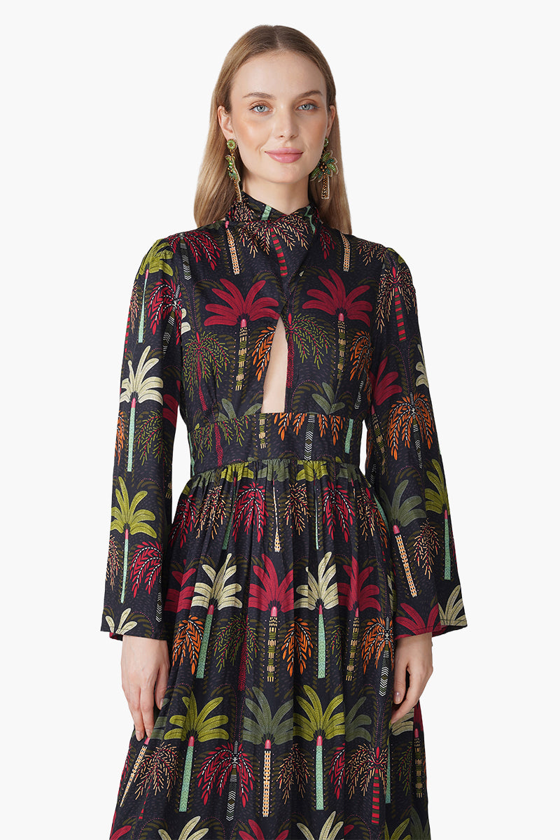 Set of 6 Multi Palm Rush Printed Maxi Dress (S, M & L)