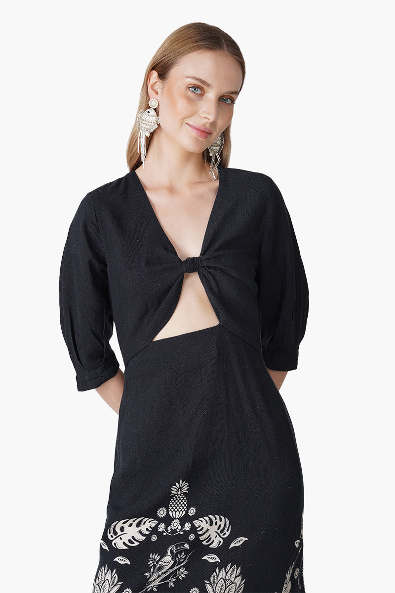 Set of 6 Modern Tropics Black And White Printed Maxi Dress (S, M & L)