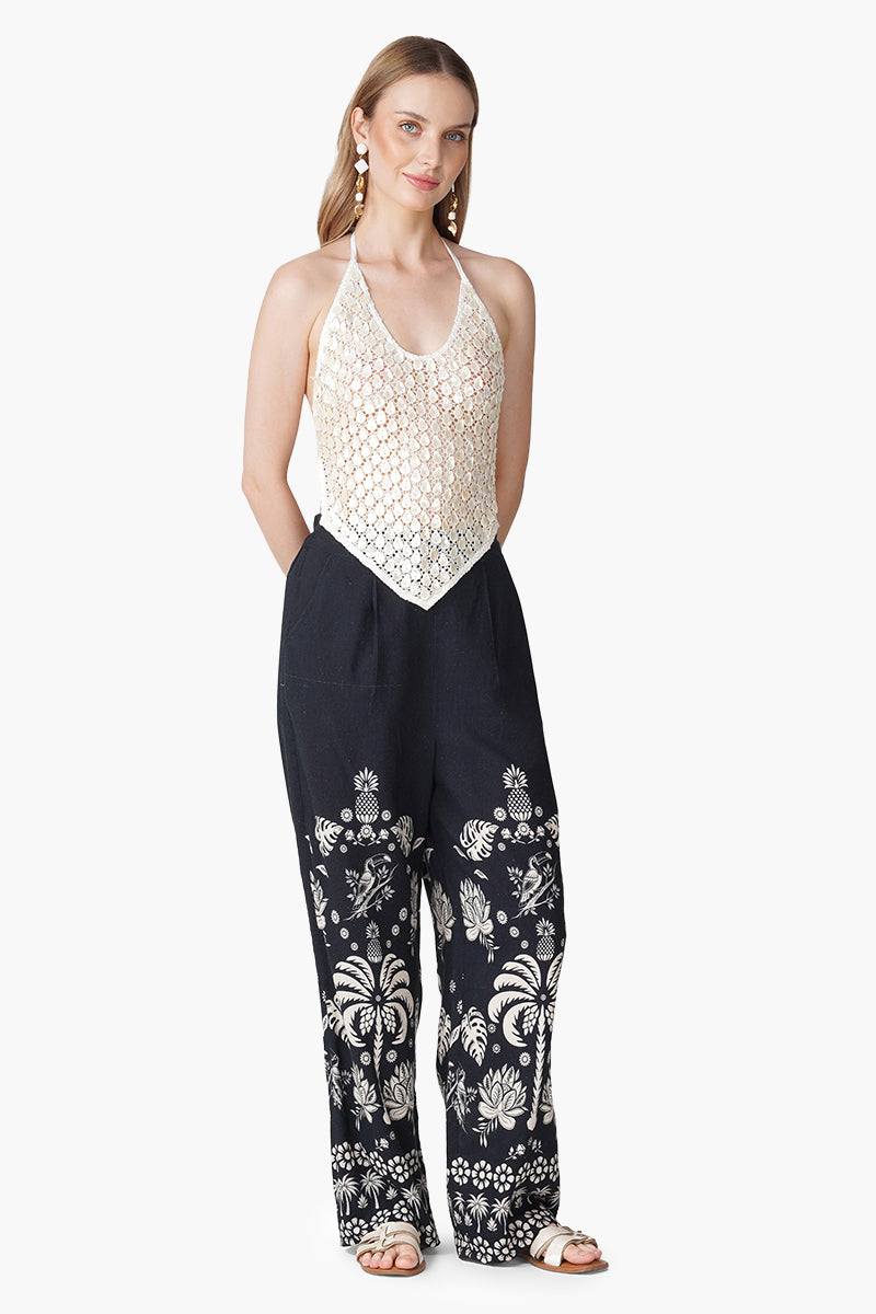 Set of 6 Modern Tropics Black And White Printed Pants (S, M & L)