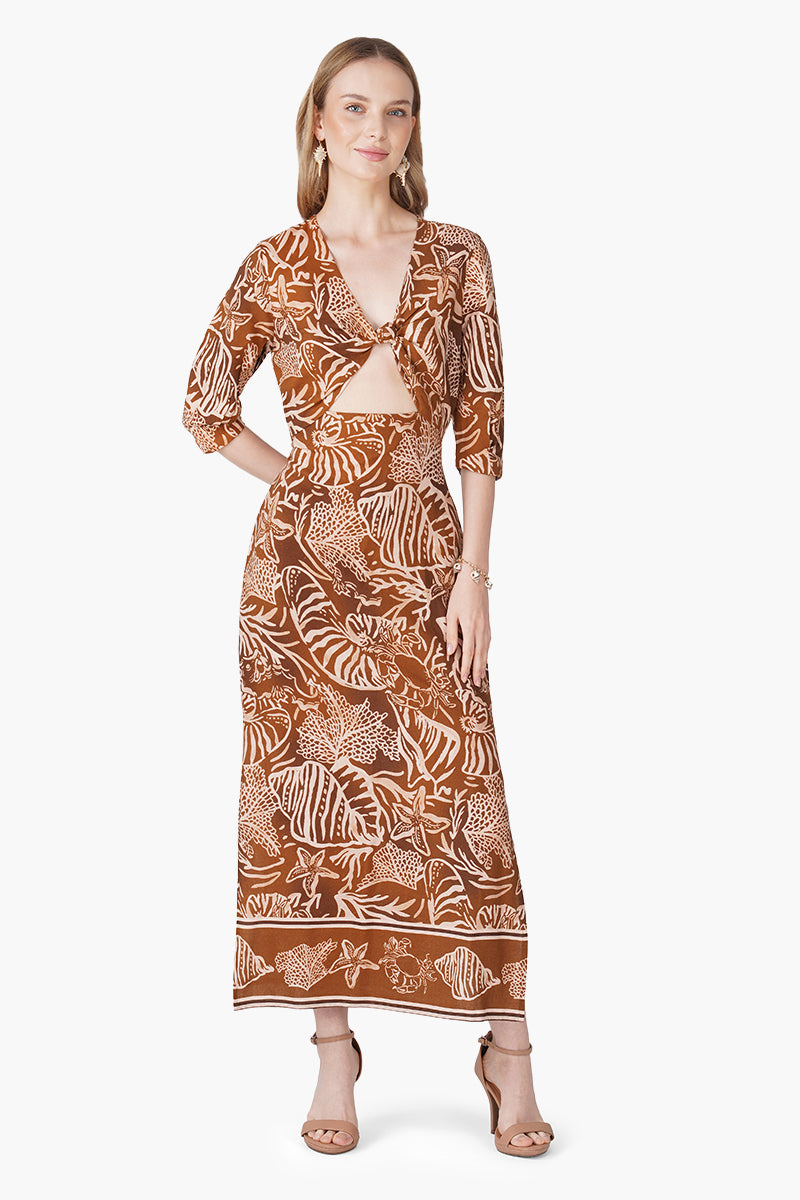 Set of 6 Mocha Tide Shell Printed Dress (S, M & L)