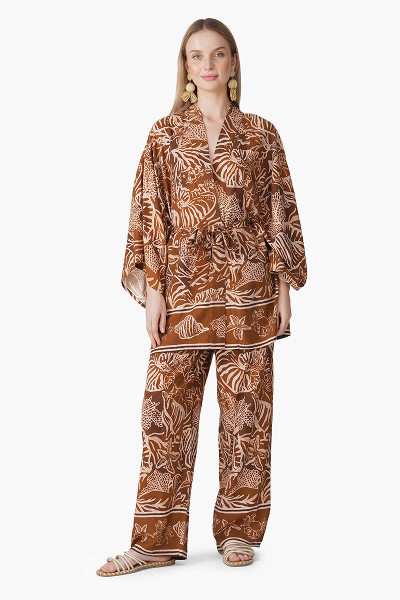Set of 6 Mocha Tide Shell Printed Cover Up (S, M & L)