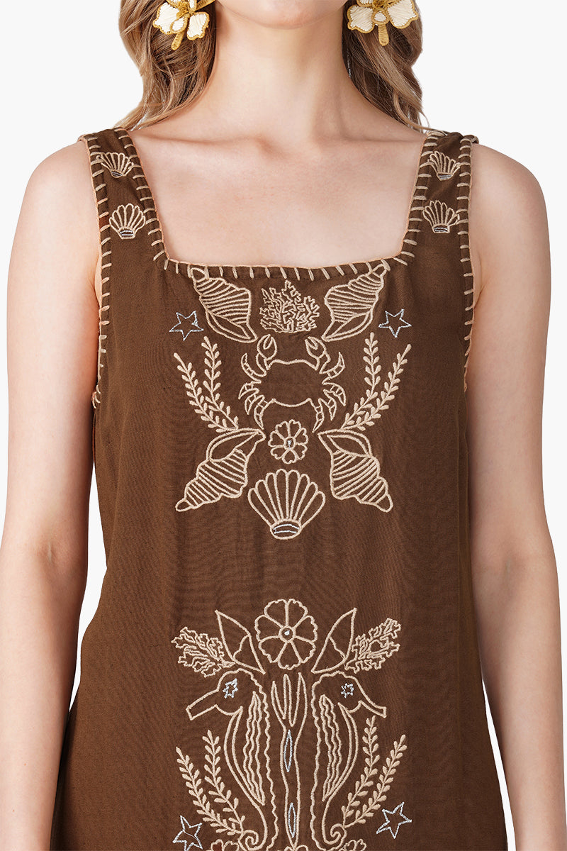 Set of 6 Warm Mocha Shell Embroidered Dress (S, M & L)
