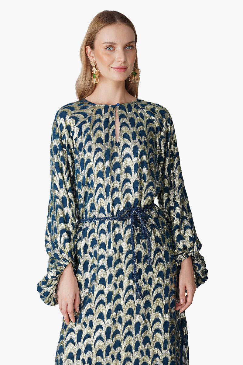 Set of 6 Teal Twilight Golden Lurex Slip On Dress (S, M & L)