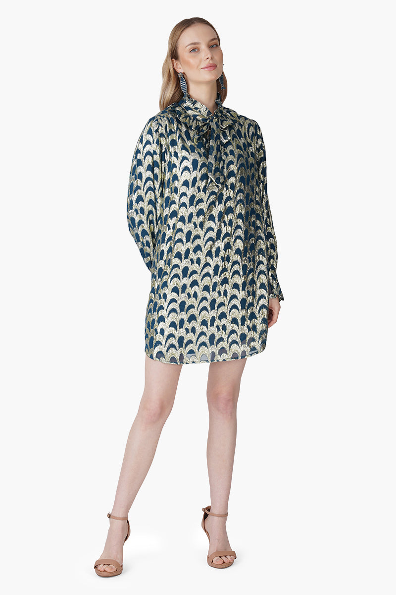 Set of 6 Teal Twilight Golden Lurex Short Dress (S, M & L)