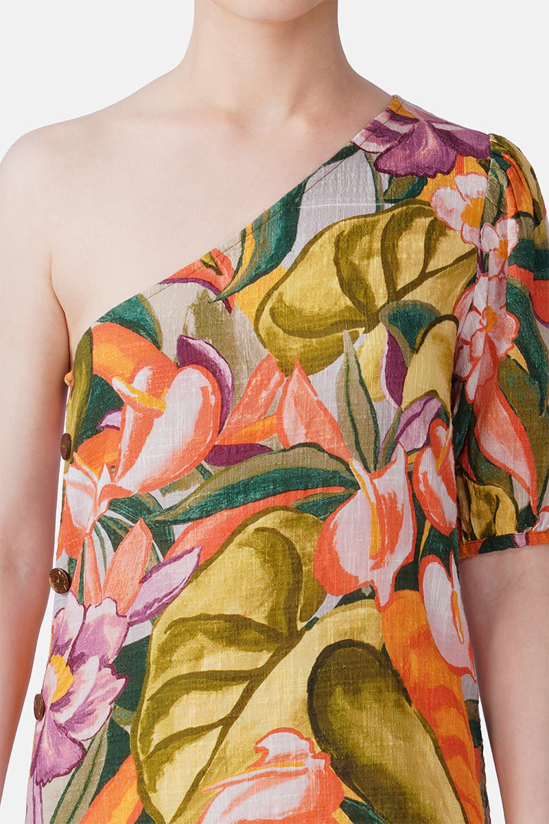 Set of 6 Multi Heaven Farm Printed One Shoulder Dress (S, M & L)