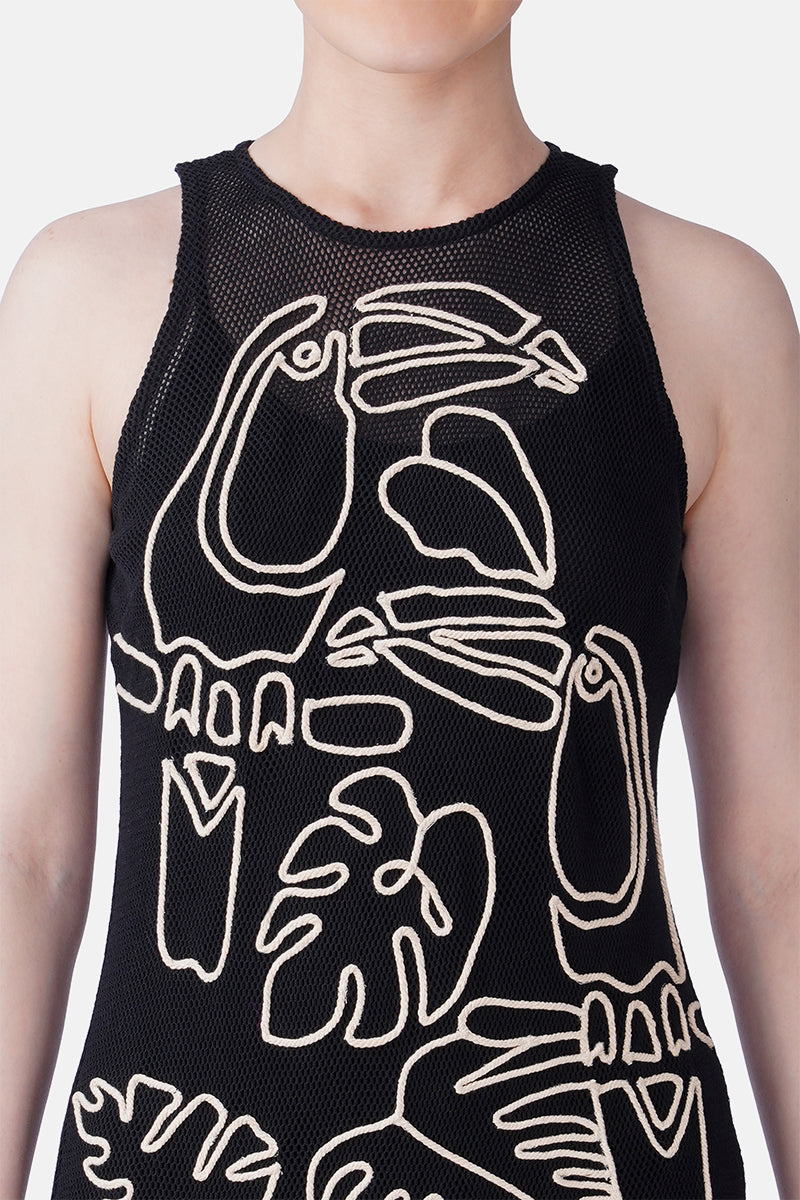 Set of 6 Black Twined Dori Tucan Bodycone Dress (S, M & L)