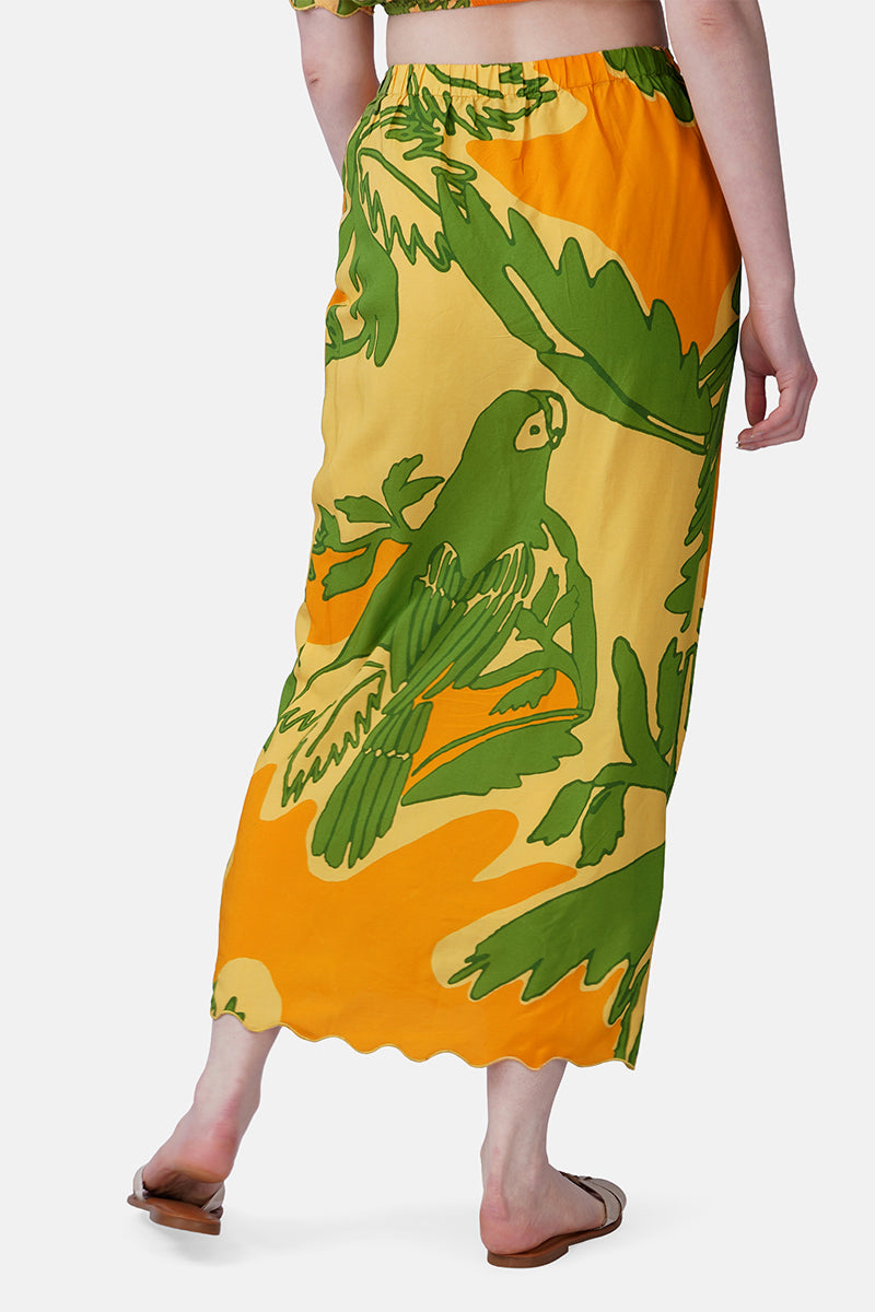 Set of 6 Lime Sun Tucan Printed Skirt (S, M & L)