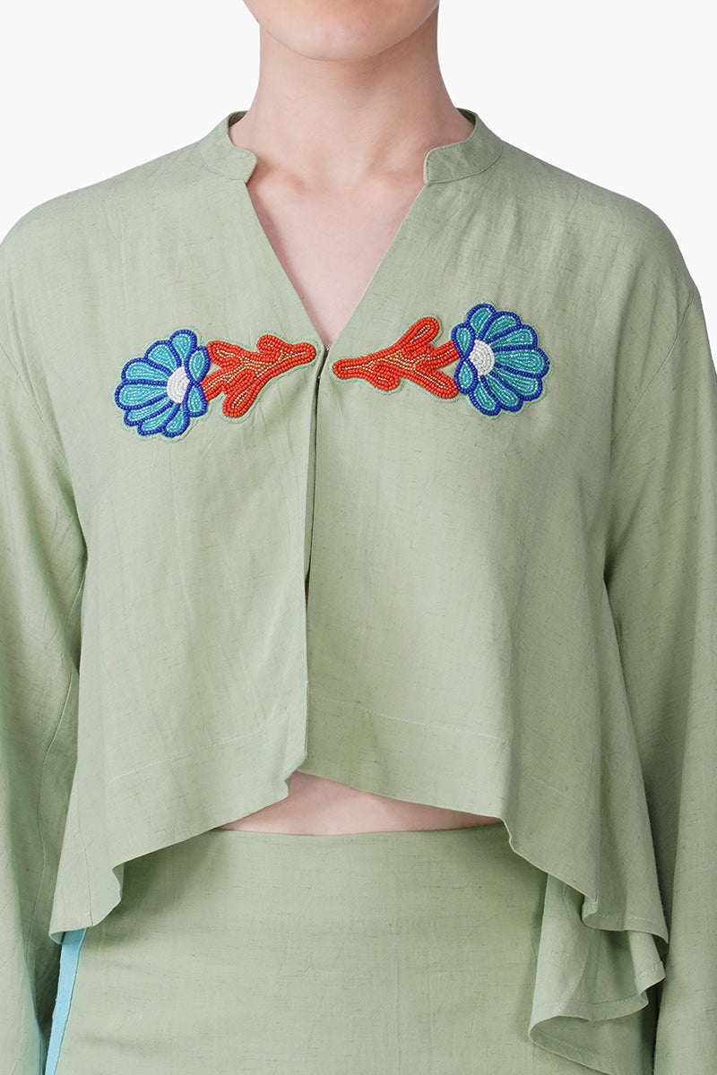 Set of 6 Green Shell Kissed Embroidered Top(S, M & L)