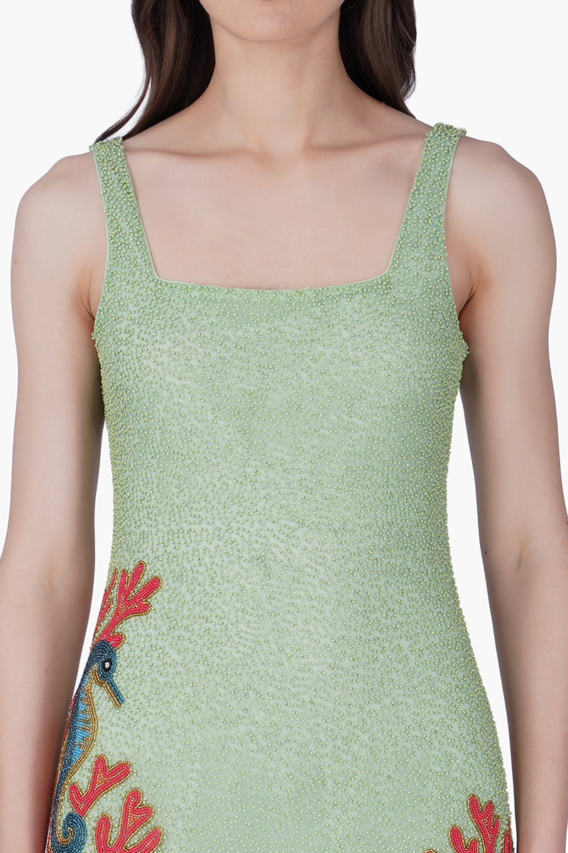Crown Of Coral Seahorse Beaded Dress
