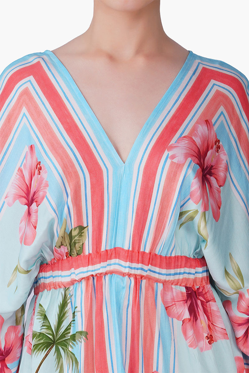 Set of 6 Scarlet Hibiscus Print Short Dress(S, M & L)